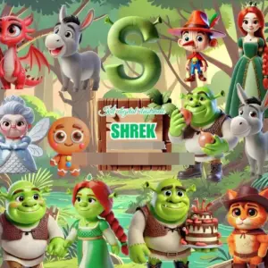 Kit Digital Shrek e Fiona PNG para Sublimacao Personalizada