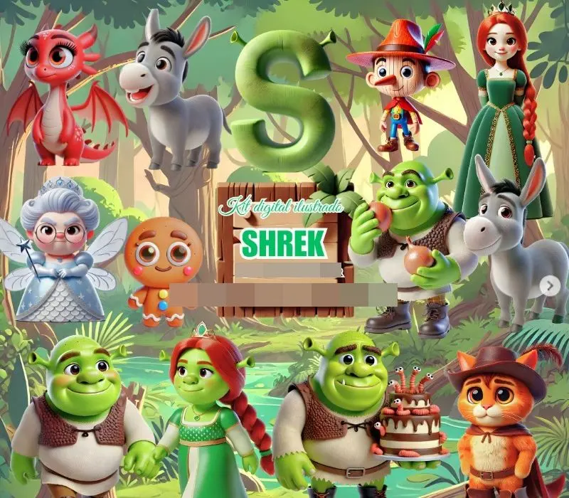 Kit Digital Shrek e Fiona PNG para Sublimacao Personalizada 1 Kit Digital Shrek e Fiona PNG para Sublimacao Personalizada