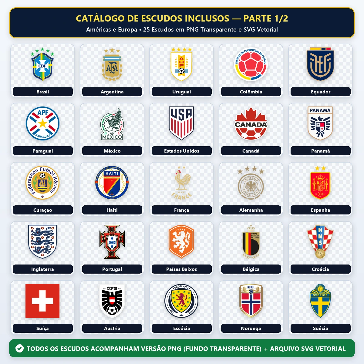 Pack Logos/Brasões Seleções Copa do Mundo 2026 PNG/SVG 2 Pack Logos/Brasões Seleções Copa do Mundo 2026 PNG/SVG - Imagem 2