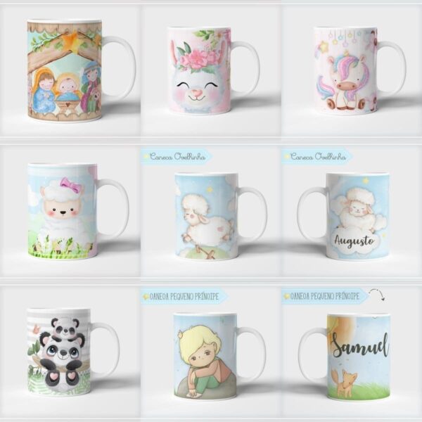 49 Artes Canecas Infantil Criança Bebê Fofo Delicada Cute