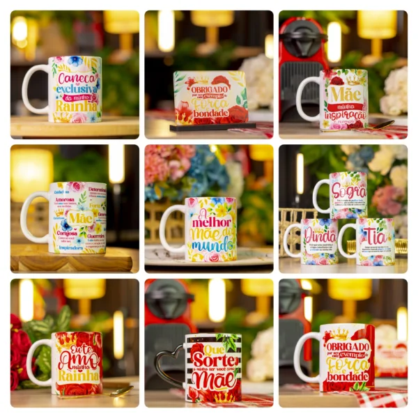 50 Designs Exclusivos para Canecas Dia das Mães em JPG