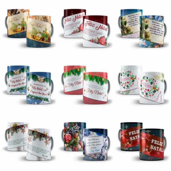 54 Artes Estampas Caneca Natal Frases Natalinas Sublimação