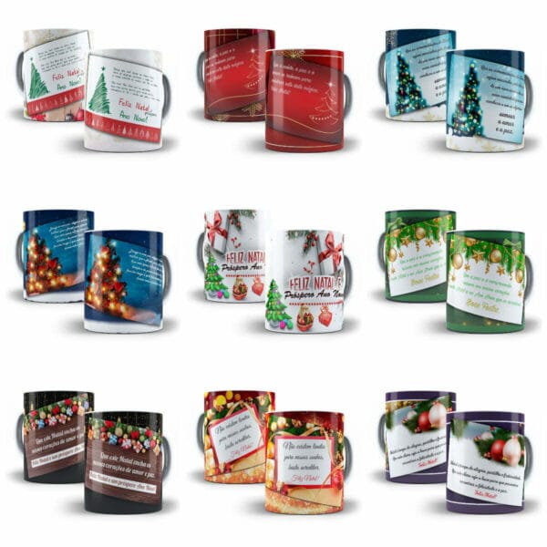 54 Artes Estampas Caneca Natal Frases Natalinas Sublimação