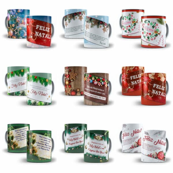 54 Artes Estampas Caneca Natal Frases Natalinas Sublimação