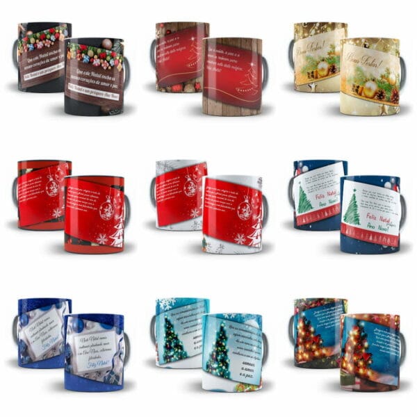 54 Artes Estampas Caneca Natal Frases Natalinas Sublimação