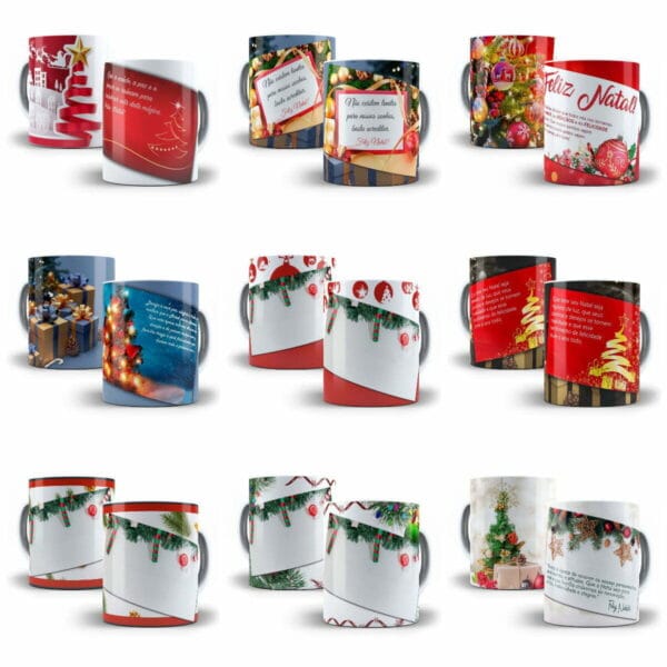 54 Artes Estampas Caneca Natal Frases Natalinas Sublimação