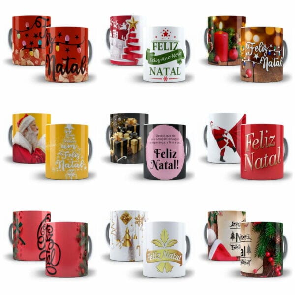 60 Artes Estampas Caneca Natal Tema Natalino Sublimação JPG