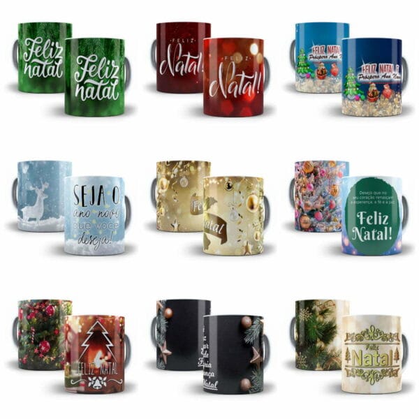 60 Artes Estampas Caneca Natal Tema Natalino Sublimação JPG
