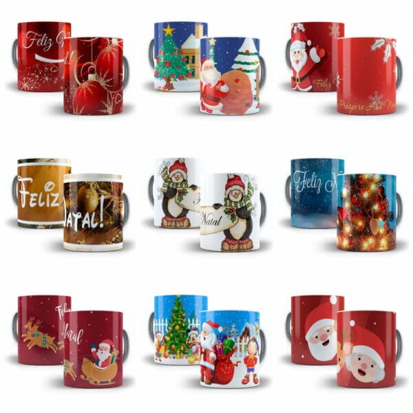60 Artes Estampas Caneca Natal Tema Natalino Sublimação JPG