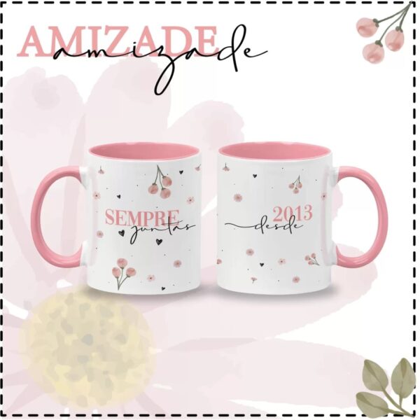 8 Artes Caneca Dia da Amizade Amigas Rosa Delicada Meiga