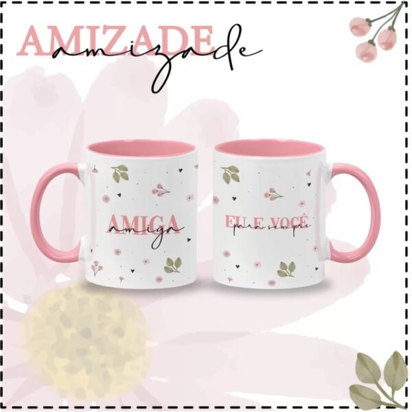 8 Artes Caneca Dia da Amizade Amigas Rosa Delicada Meiga