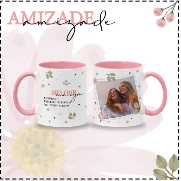 8 Artes Caneca Dia da Amizade Amigas Rosa Delicada Meiga