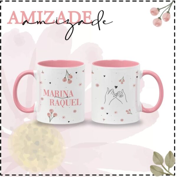 8 Artes Caneca Dia da Amizade Amigas Rosa Delicada Meiga