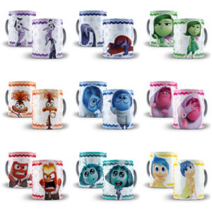 9 Estampas Caneca Divertida Mente 2 Alegria Tédio Inveja