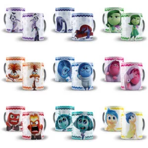 9 Estampas Caneca Divertida Mente 2 Alegria Tédio Inveja