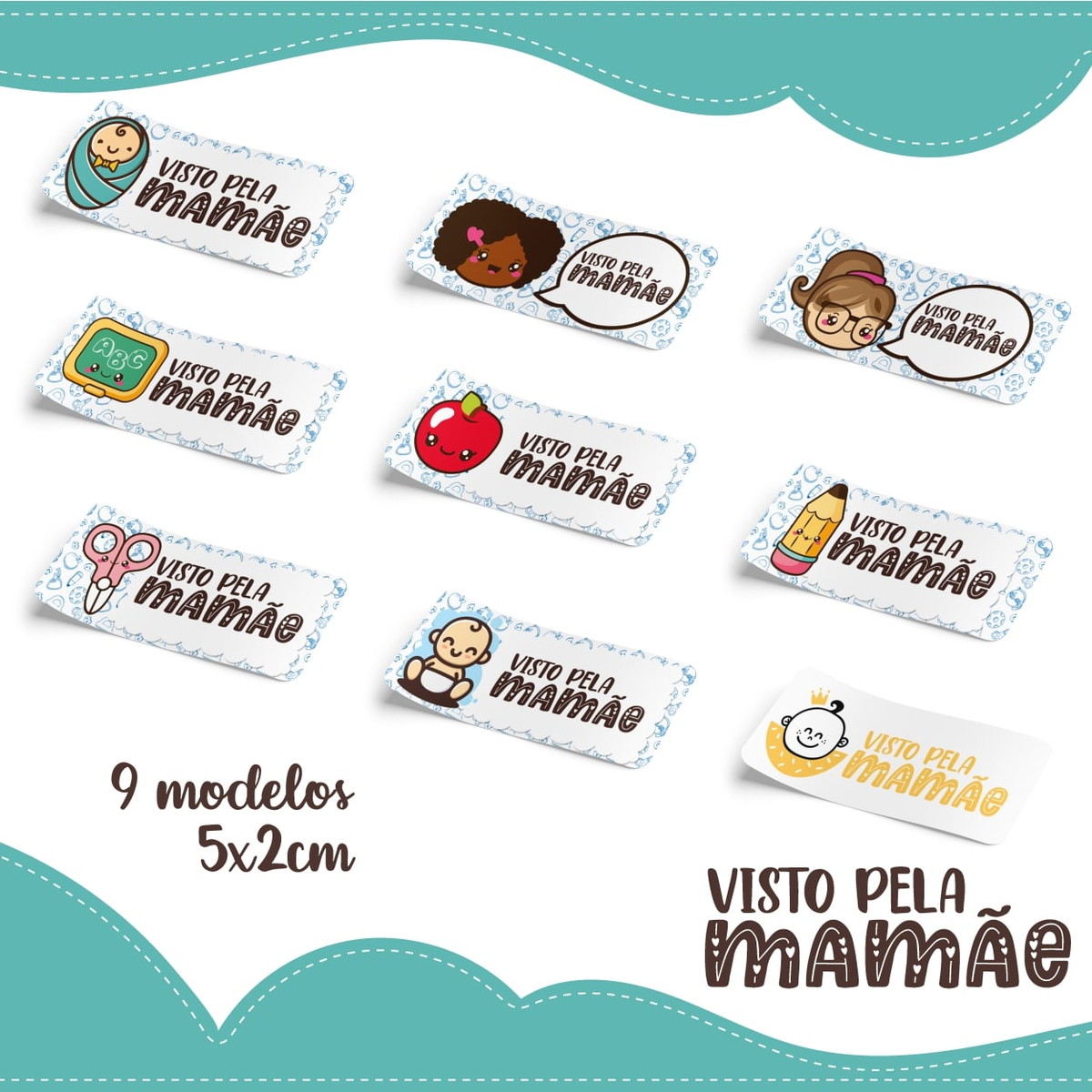 Adesivo Visto Pela Mamãe Menino e Menina - Arquivo Digital 1 Adesivo Visto Pela Mamãe Menino e Menina - Arquivo Digital