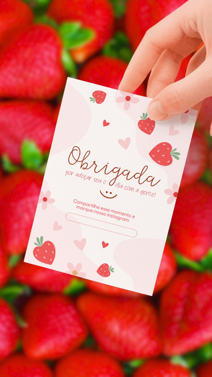 Adesivos e Tags Morango Amor - Canva - Arquivo p/ Embalagem 5 Adesivos e Tags Morango Amor - Canva - Arquivo p/ Embalagem