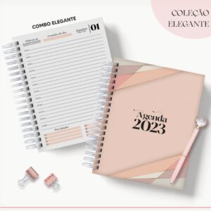 Agenda 2023 Rosa com Formas Geométricas
