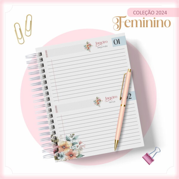 Agenda 2024 Floral e Rosa