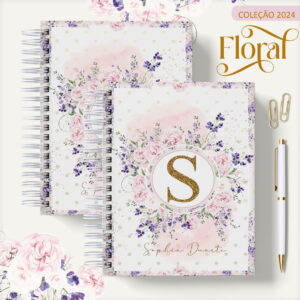 Agenda 2024 Floral Lilás - Arquivo Digital