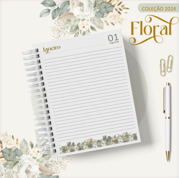 Agenda 2024 Floral Verde Alfabeto