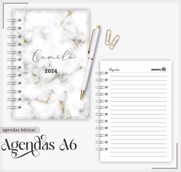Agenda 2024 Marble Cinza