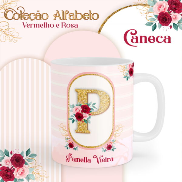 Agenda Alfabeto Vermelho e Rosa