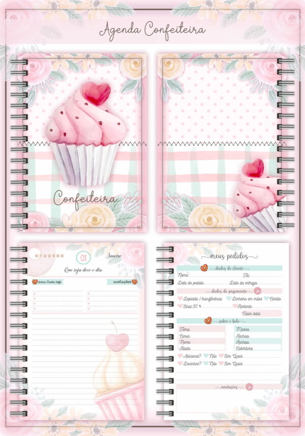 Agenda Confeiteira + Arte para caneca