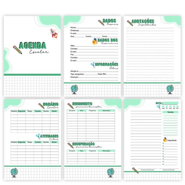 Agenda Escolar Menino 2025 - Arquivos Encadernação