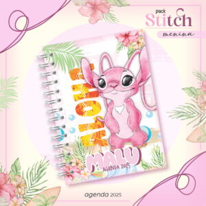 Agenda Escolar Stitch Menina - Arquivos Encadernação 7 Agenda Escolar Stitch Menina - Arquivos Encadernação