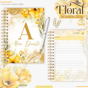 Agenda Feminina Floral Amarelo 2026 - Arquivo Digital 12 Agenda Feminina Floral Amarelo 2026 - Arquivo Digital