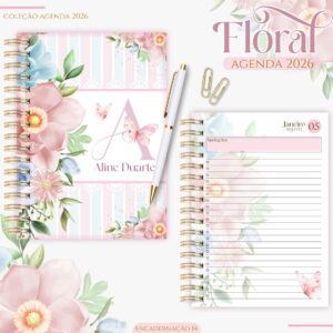 Agenda Feminina Floral Candy 2026 - Arquivo Digital