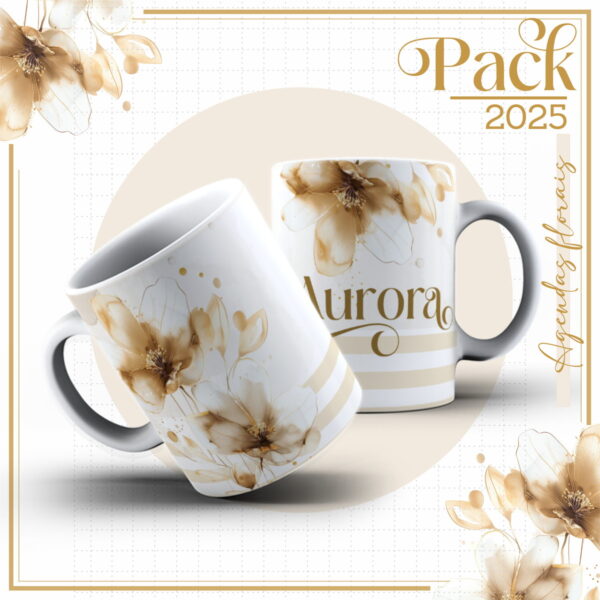 Agenda Feminina Floral Gold 2025