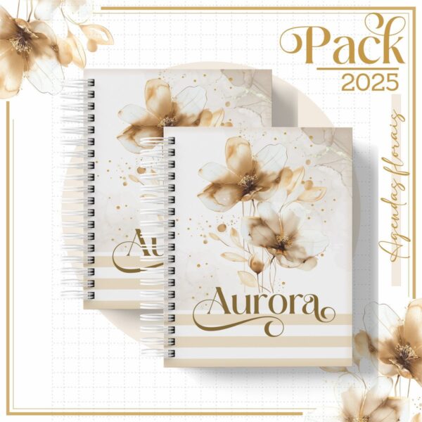 Agenda Feminina Floral Gold 2025