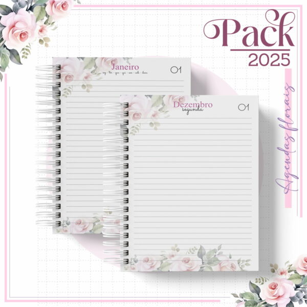 Agenda Feminina Floral Minimalista 2025