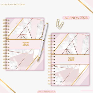 Agenda Feminina Geometric Rose 2026 - Arquivo Digital