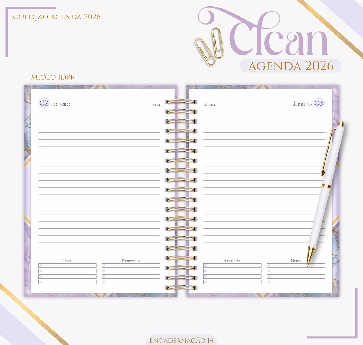 Agenda Feminina Lilás Basic 2026 - Arquivo Digital 2 Agenda Feminina Lilás Basic 2026 - Arquivo Digital