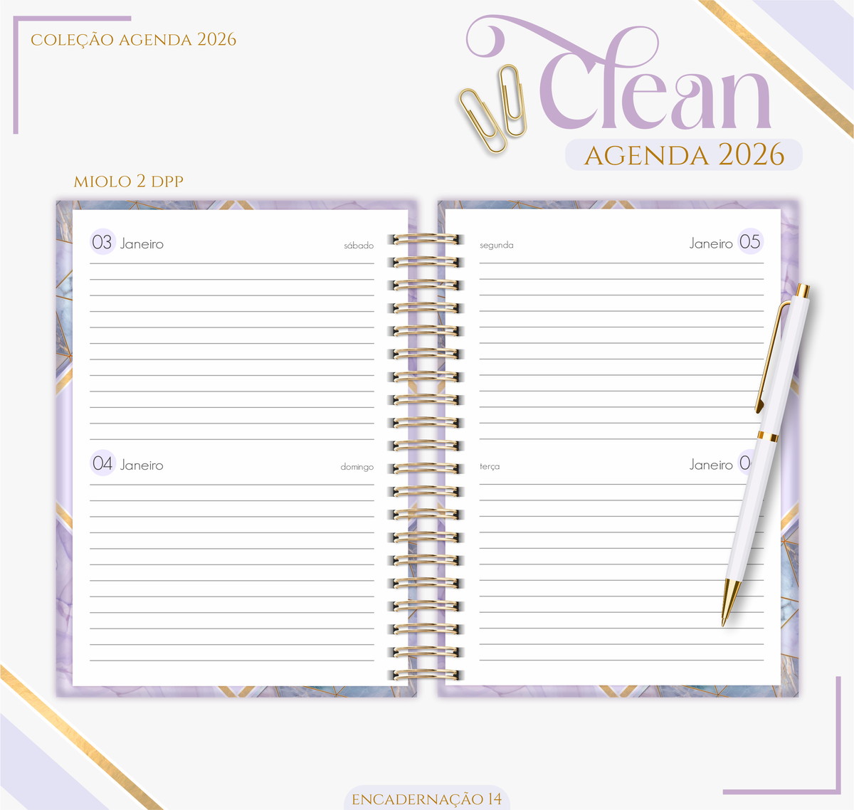 Agenda Feminina Lilás Basic 2026 - Arquivo Digital 3 Agenda Feminina Lilás Basic 2026 - Arquivo Digital