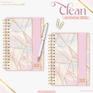 Agenda Feminina Rose Gold 2026 - Arquivo Digital