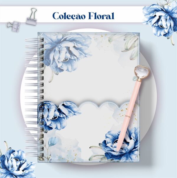 Agenda Floral Azul Datada 2023