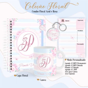 Agenda Floral Azul e Rosa - Arquivo Digital 13 Agenda Floral Azul e Rosa - Arquivo Digital
