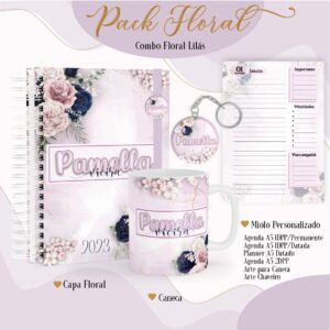 agenda floral lilas 2023 arquivo digital papelaria