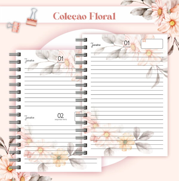 Agenda Floral Listrado Datada 2023