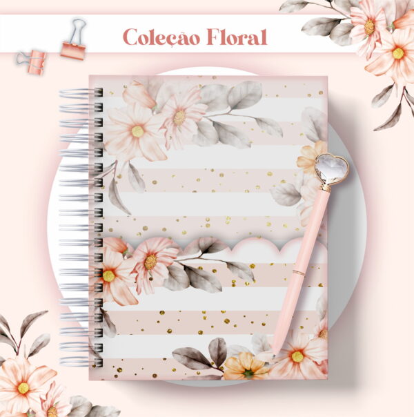 Agenda Floral Listrado Datada 2023