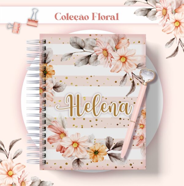 Agenda Floral Listrado Datada 2023