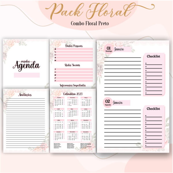 Agenda Floral Preto 2023