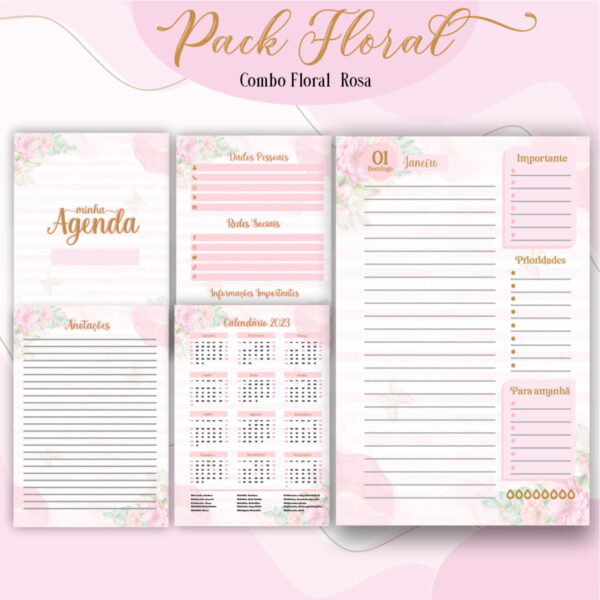 Agenda Floral Rosa 2023