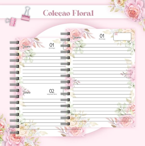 Agenda Floral Rosa Datada 2023