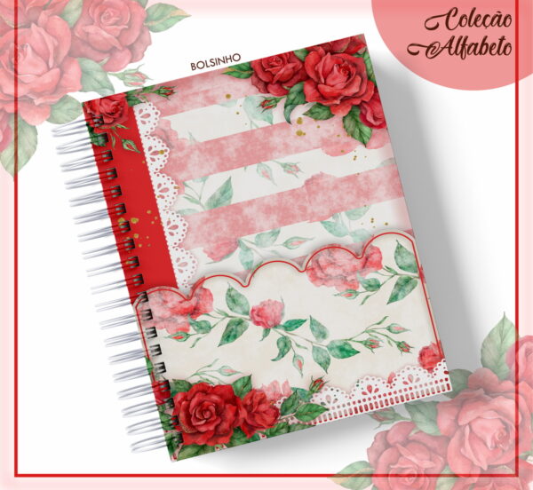 Agenda Floral Vermelho - Datada 2023