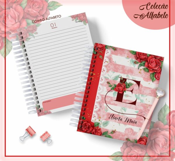 Agenda Floral Vermelho - Datada 2023